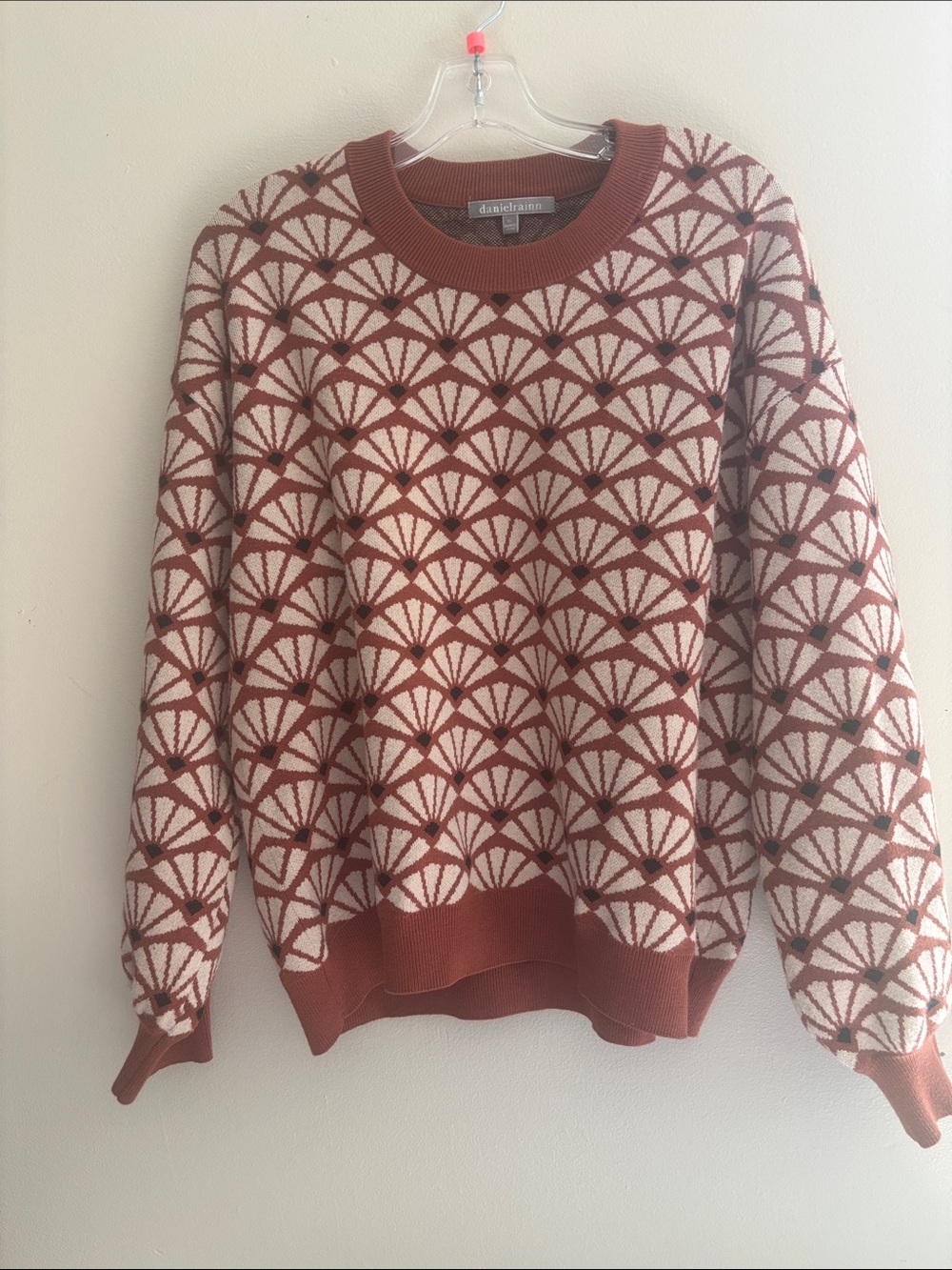 Daniel Rainn Rust & Cream Geometric Crewneck Sweater
